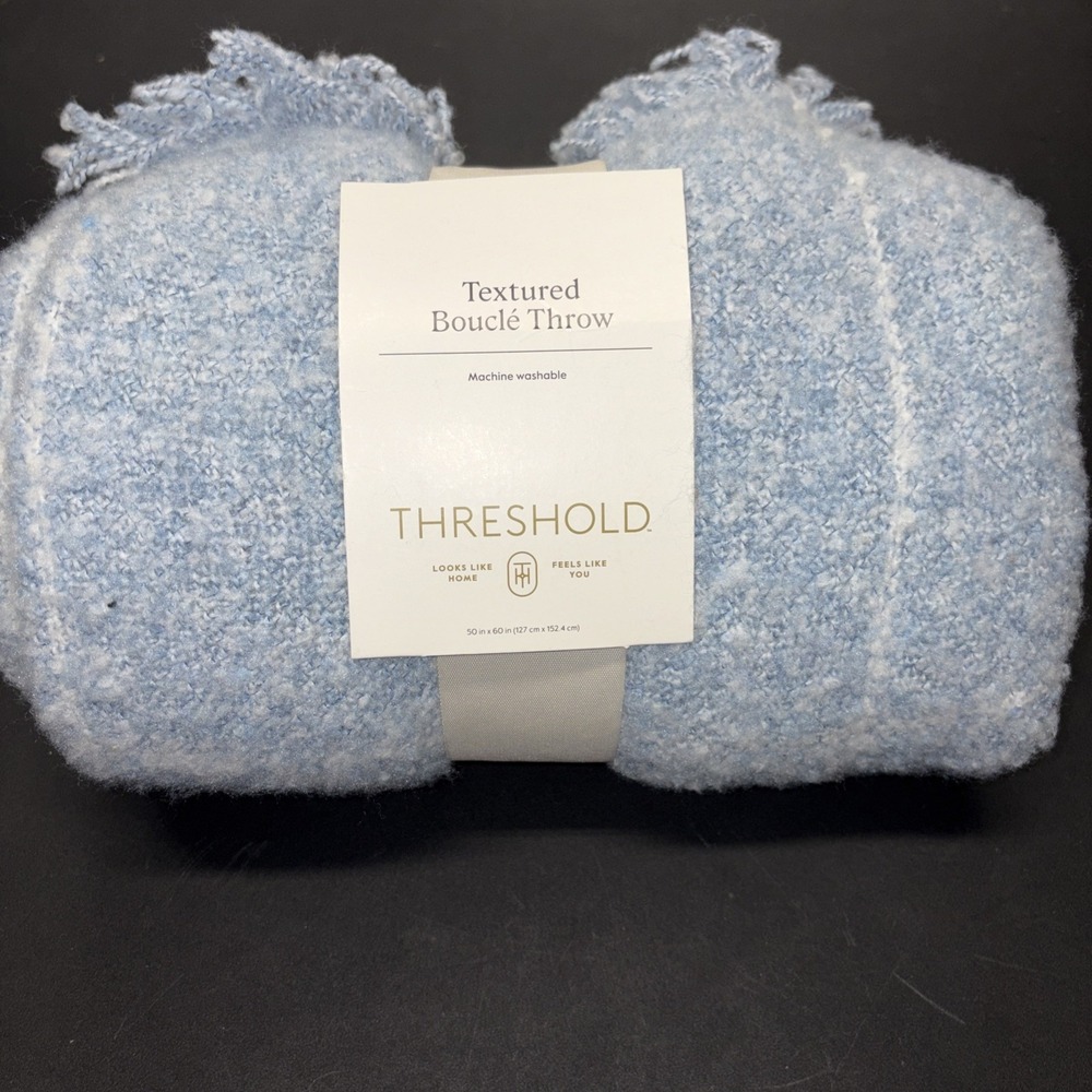 Windowpane Boucle Throw Blanket Blue - Threshold